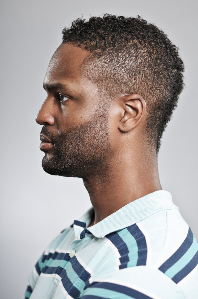 African American Man Profile Blank Expression